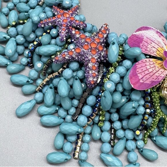 NEW Authentic Betsey Johnson MERMAID JEWELS Statement Necklace Earrings Crystals - Picture 10 of 15